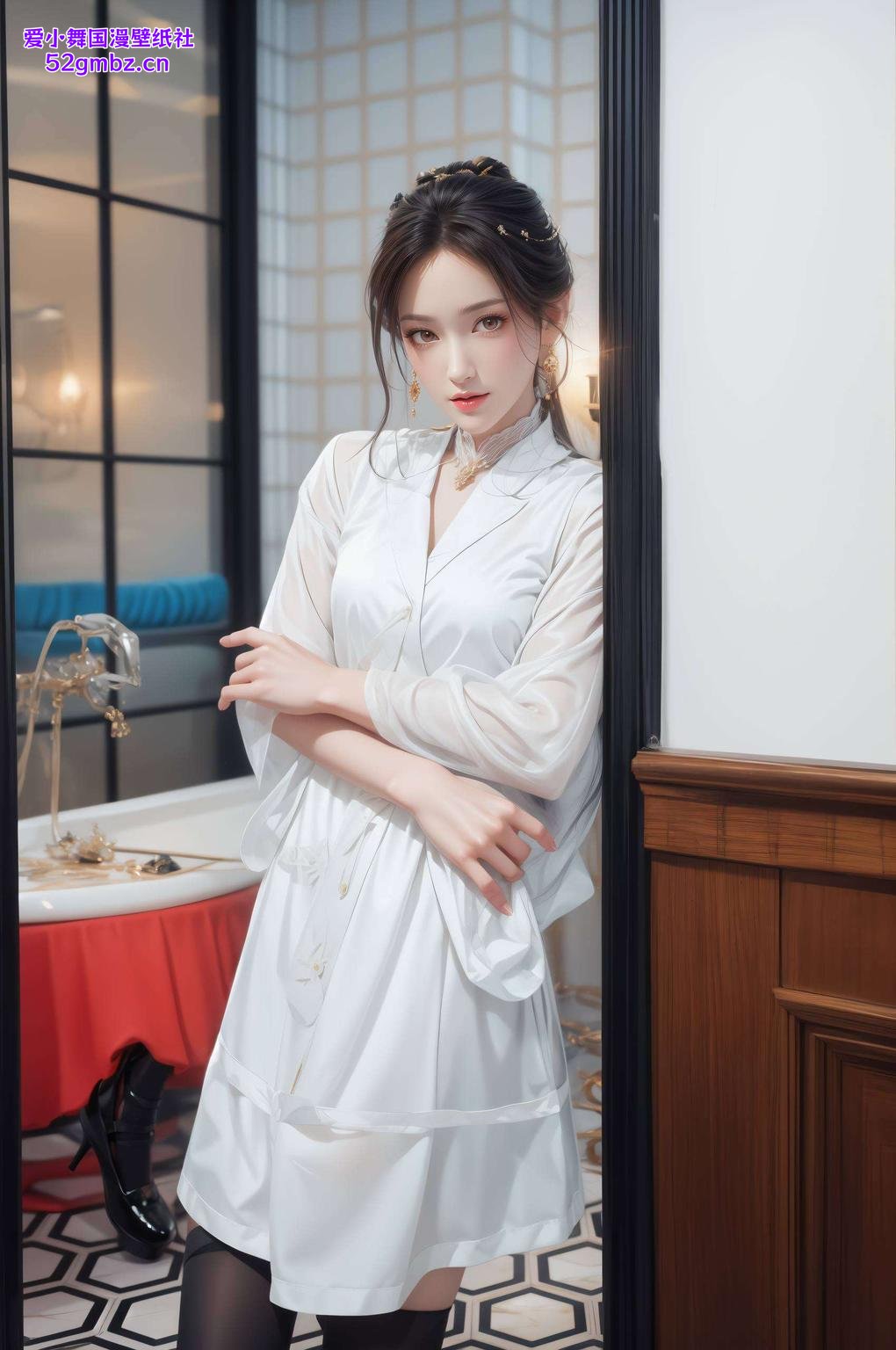 红衣锦鲤映团圆极简风壁纸