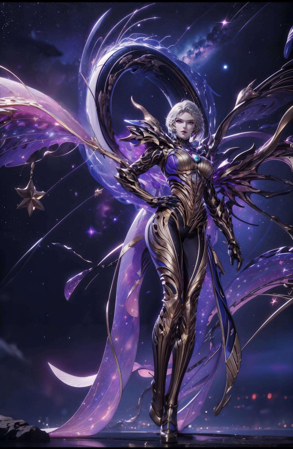 神秘而优雅我们为你准备了高清静态版！星空背景下的九皇女