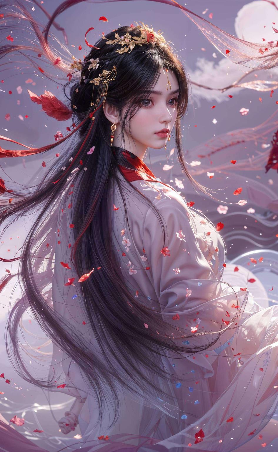 以李慕婉真人壁纸为主题这款紫色护眼壁纸