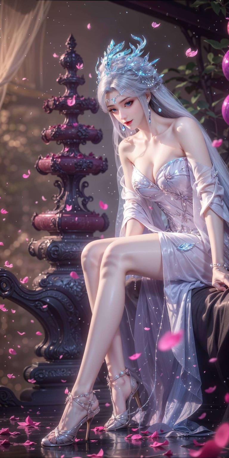 以AI国漫女神宁雨蝶成年图片为主题这款紫色极简壁纸