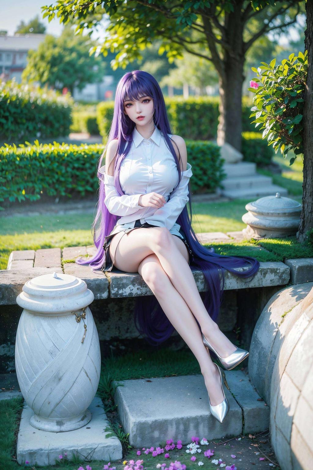 圣采儿那优雅的身姿和清新简约的背景嘿