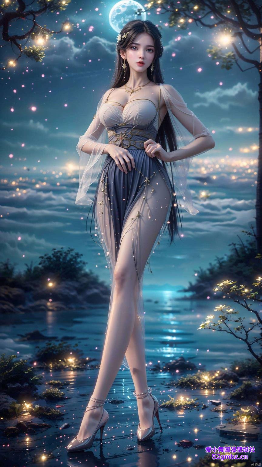 月婵轻挂枝头简洁之美