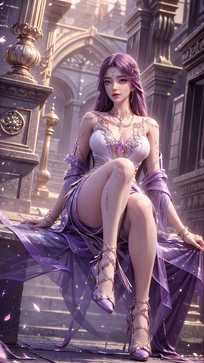 紫色壁纸搭配清新图案电脑桌面上仿佛飘着轻盈的云朵